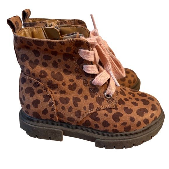 Amaya Leopard Print Zipper Combat Boots Cat & Jack Size 9 Toddler Girls - Picture 3 of 5